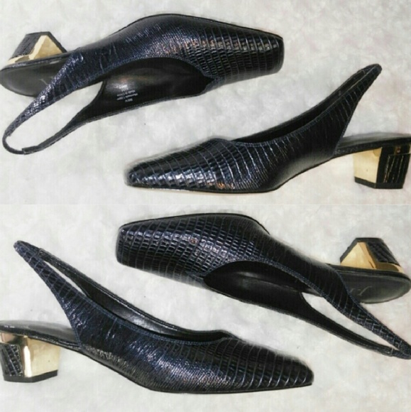 J. Renee Bev Midnight Square Toe Sling Back Heels - Picture 5 of 8